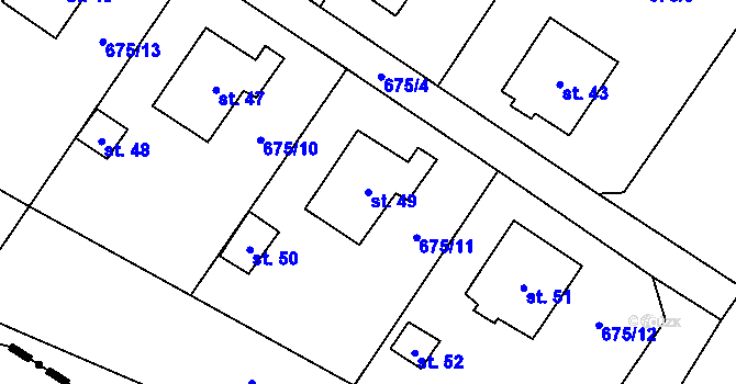 Parcela st. 49 v KÚ Lhota u Dynína, Katastrální mapa