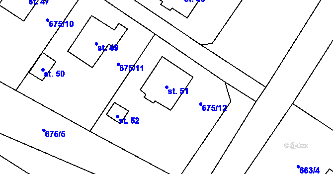Parcela st. 51 v KÚ Lhota u Dynína, Katastrální mapa