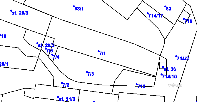 Parcela st. 7/1 v KÚ Lhota u Dynína, Katastrální mapa