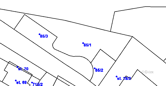 Parcela st. 85/1 v KÚ Lhota u Dynína, Katastrální mapa