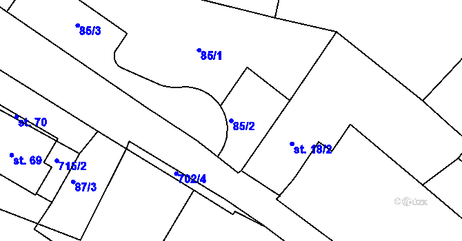 Parcela st. 85/2 v KÚ Lhota u Dynína, Katastrální mapa