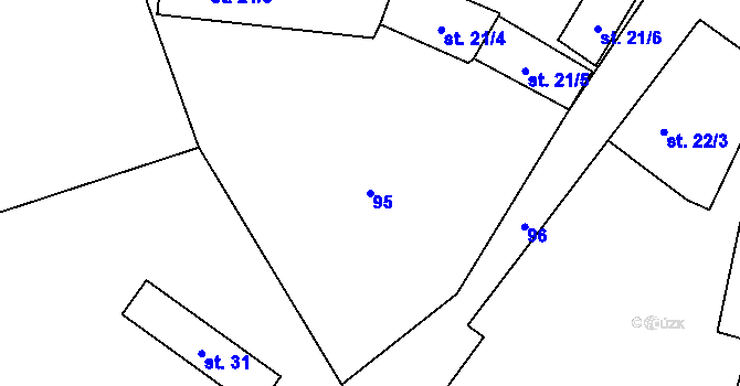 Parcela st. 95 v KÚ Lhota u Dynína, Katastrální mapa