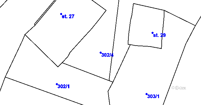 Parcela st. 302/4 v KÚ Lhota u Dynína, Katastrální mapa