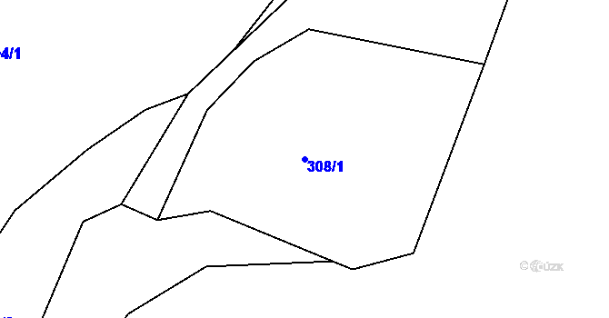 Parcela st. 308/1 v KÚ Lhota u Dynína, Katastrální mapa