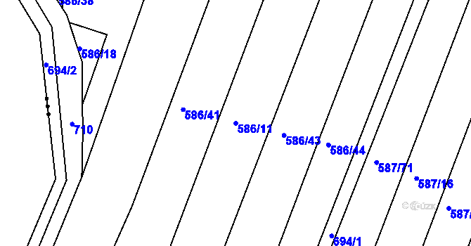 Parcela st. 586/11 v KÚ Lhota u Dynína, Katastrální mapa