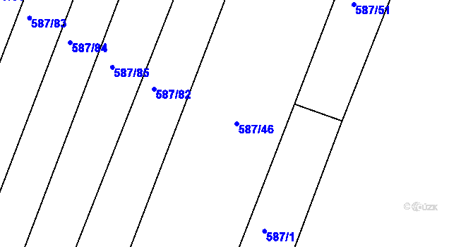 Parcela st. 587/46 v KÚ Lhota u Dynína, Katastrální mapa