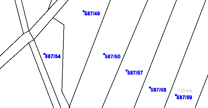 Parcela st. 587/50 v KÚ Lhota u Dynína, Katastrální mapa