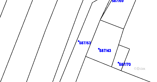 Parcela st. 587/53 v KÚ Lhota u Dynína, Katastrální mapa