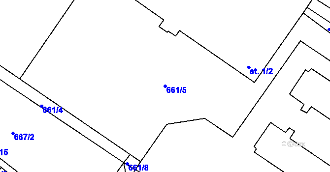 Parcela st. 661/5 v KÚ Lhota u Dynína, Katastrální mapa