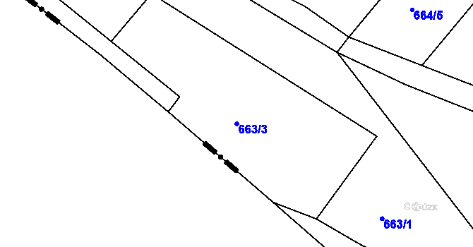 Parcela st. 663/3 v KÚ Lhota u Dynína, Katastrální mapa