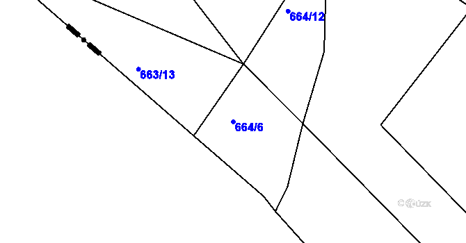 Parcela st. 664/6 v KÚ Lhota u Dynína, Katastrální mapa