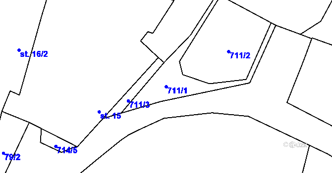 Parcela st. 711/1 v KÚ Lhota u Dynína, Katastrální mapa