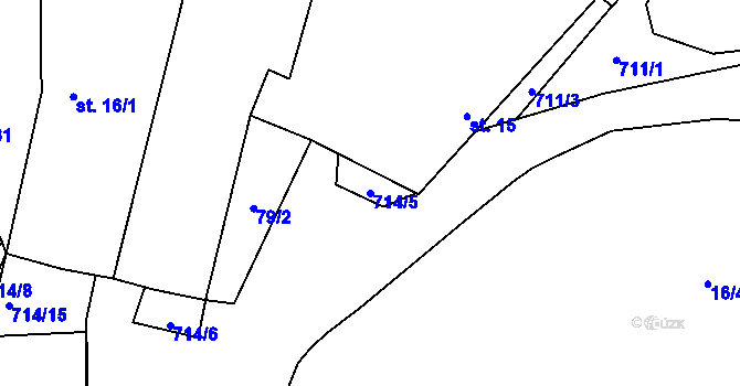Parcela st. 714/5 v KÚ Lhota u Dynína, Katastrální mapa