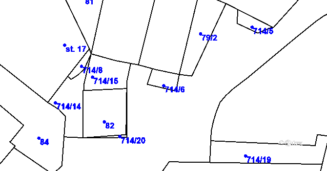 Parcela st. 714/6 v KÚ Lhota u Dynína, Katastrální mapa