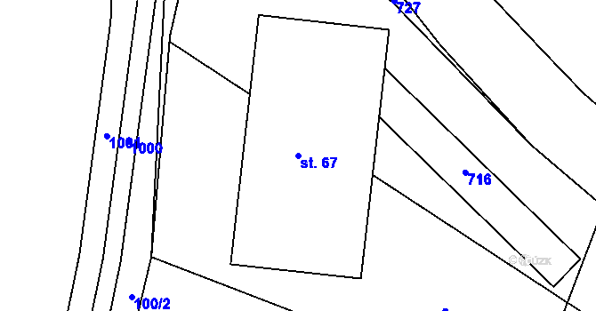 Parcela st. 67 v KÚ Lhota u Dynína, Katastrální mapa