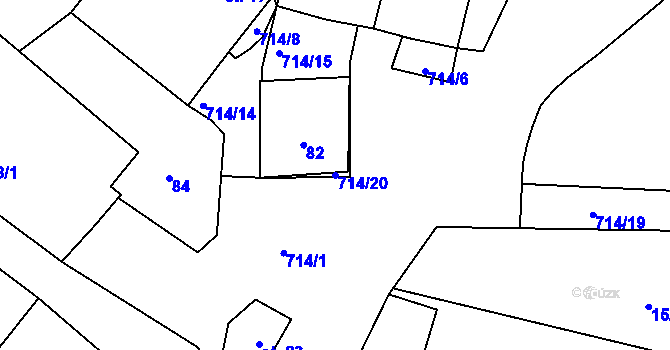 Parcela st. 714/20 v KÚ Lhota u Dynína, Katastrální mapa