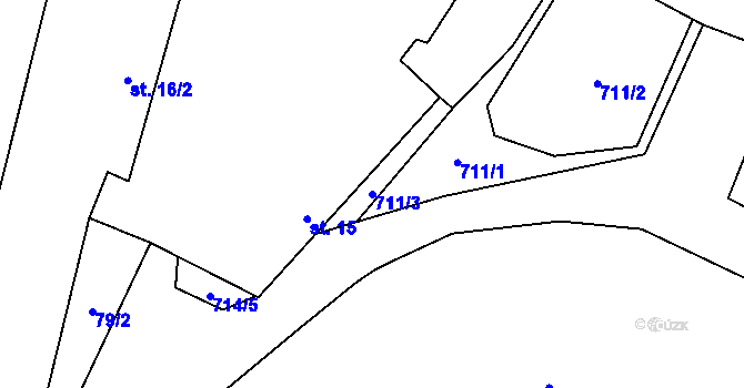 Parcela st. 711/3 v KÚ Lhota u Dynína, Katastrální mapa