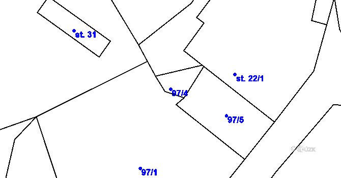 Parcela st. 97/4 v KÚ Lhota u Dynína, Katastrální mapa
