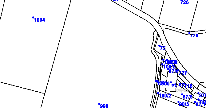 Parcela st. 100/7 v KÚ Lhota u Dynína, Katastrální mapa