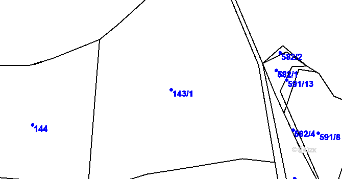 Parcela st. 143/1 v KÚ Lhota u Dynína, Katastrální mapa