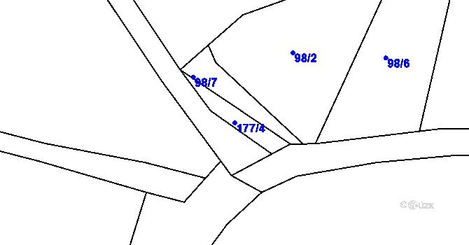 Parcela st. 177/4 v KÚ Lhota u Dynína, Katastrální mapa