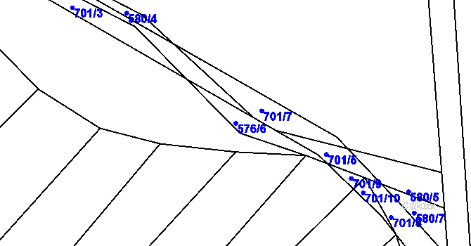 Parcela st. 576/6 v KÚ Lhota u Dynína, Katastrální mapa