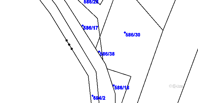 Parcela st. 586/38 v KÚ Lhota u Dynína, Katastrální mapa