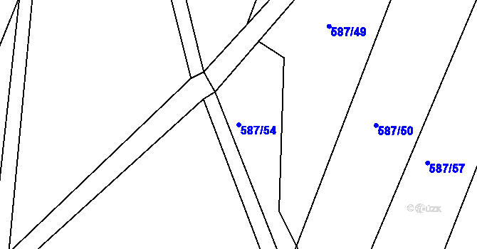 Parcela st. 587/54 v KÚ Lhota u Dynína, Katastrální mapa