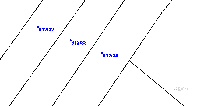 Parcela st. 612/34 v KÚ Lhota u Dynína, Katastrální mapa