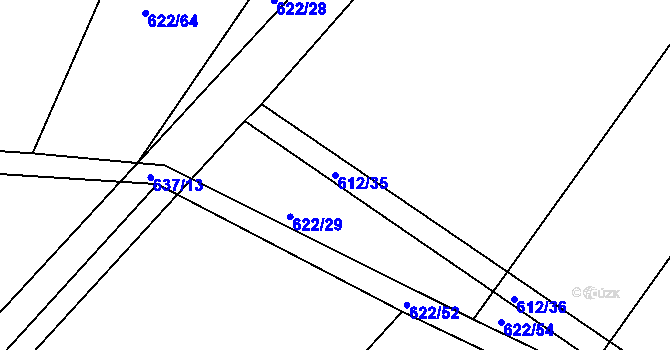 Parcela st. 612/35 v KÚ Lhota u Dynína, Katastrální mapa