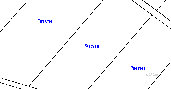 Parcela st. 617/13 v KÚ Lhota u Dynína, Katastrální mapa