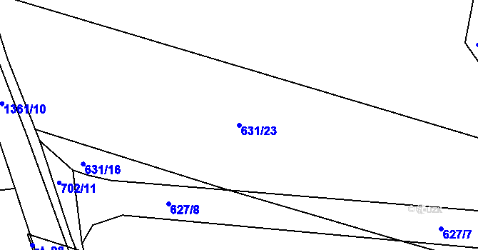 Parcela st. 631/23 v KÚ Lhota u Dynína, Katastrální mapa