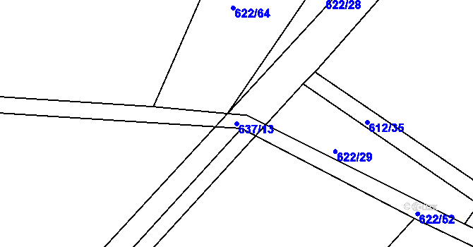 Parcela st. 637/13 v KÚ Lhota u Dynína, Katastrální mapa