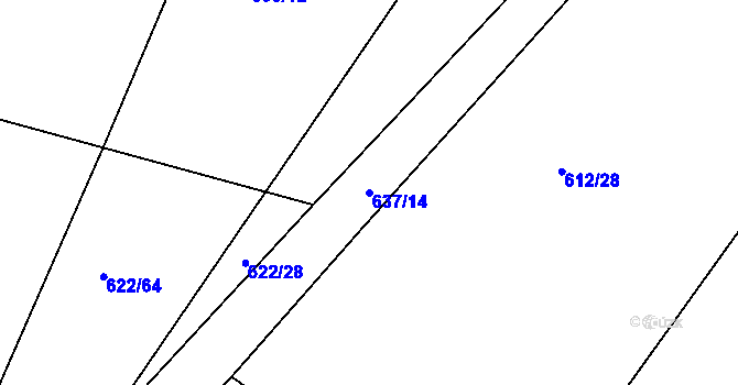 Parcela st. 637/14 v KÚ Lhota u Dynína, Katastrální mapa