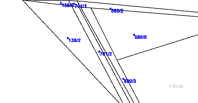 Parcela st. 701/2 v KÚ Lhota u Dynína, Katastrální mapa