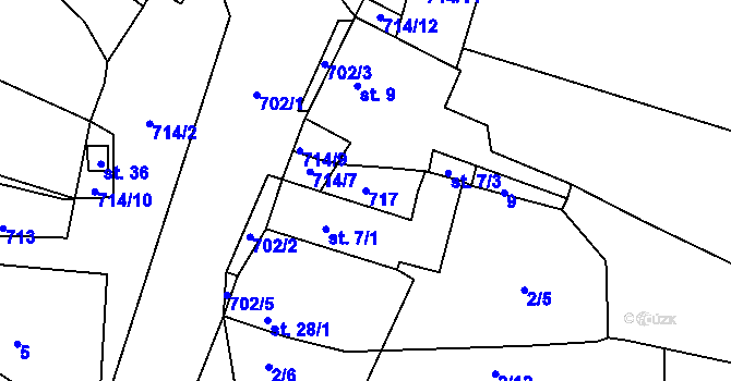 Parcela st. 717 v KÚ Lhota u Dynína, Katastrální mapa