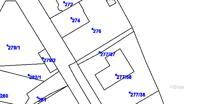 Parcela st. 277/37 v KÚ Dýšina, Katastrální mapa