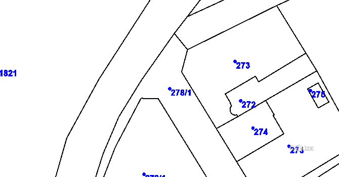 Parcela st. 278/1 v KÚ Dýšina, Katastrální mapa