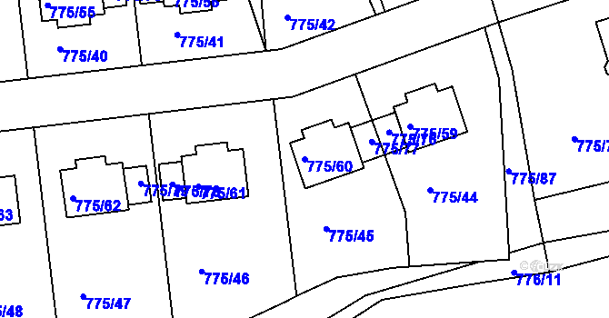 Parcela st. 775/60 v KÚ Dýšina, Katastrální mapa