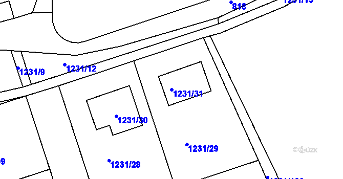 Parcela st. 1231/31 v KÚ Dýšina, Katastrální mapa