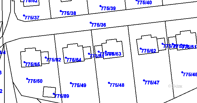 Parcela st. 775/80 v KÚ Dýšina, Katastrální mapa