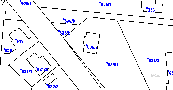 Parcela st. 636/7 v KÚ Dýšina, Katastrální mapa