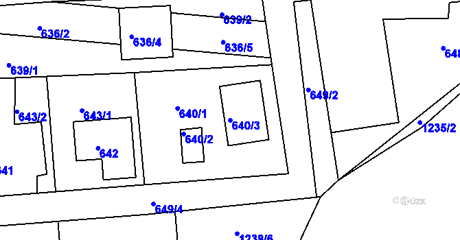 Parcela st. 640/3 v KÚ Dýšina, Katastrální mapa