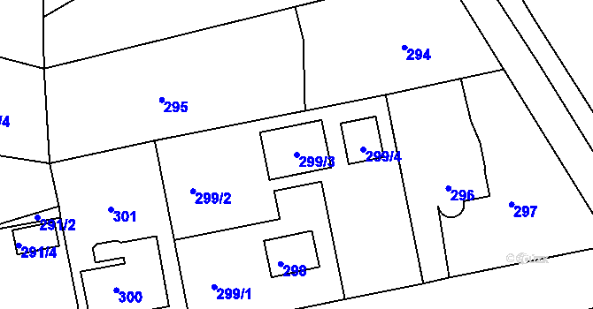 Parcela st. 299/3 v KÚ Dýšina, Katastrální mapa