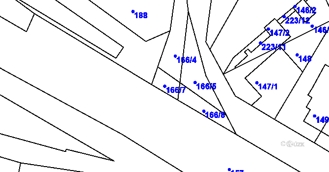 Parcela st. 166/7 v KÚ Dýšina, Katastrální mapa