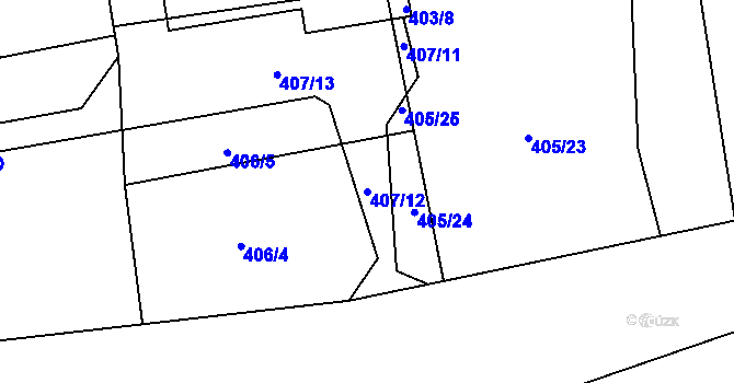 Parcela st. 407/12 v KÚ Dýšina, Katastrální mapa