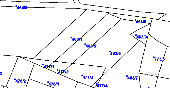 Parcela st. 463/5 v KÚ Dýšina, Katastrální mapa