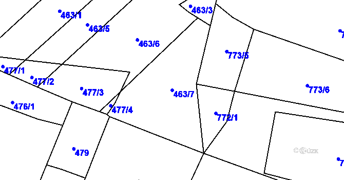 Parcela st. 463/7 v KÚ Dýšina, Katastrální mapa