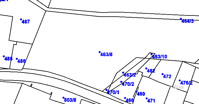 Parcela st. 463/8 v KÚ Dýšina, Katastrální mapa