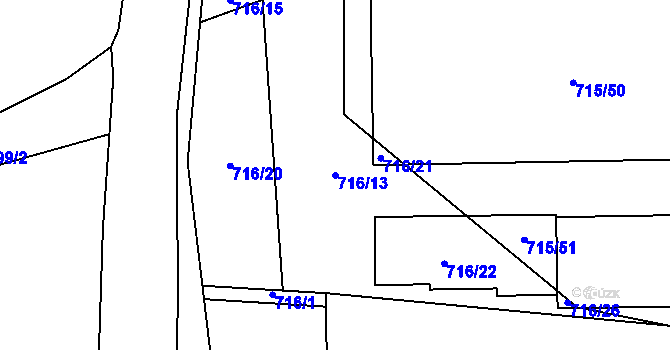 Parcela st. 716/13 v KÚ Dýšina, Katastrální mapa